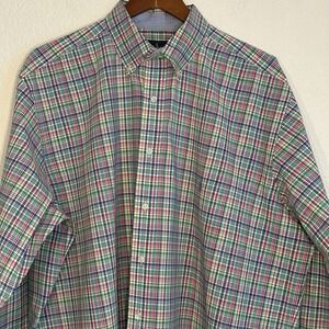 Polo Ralph Lauren Men's Classic Long Sleeve Green‎ Pink Plaid Pony XL